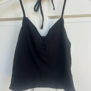 black cropped halter-top